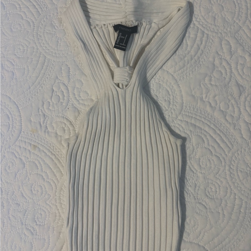 Forever 21 Cream Ribbed Tank Top